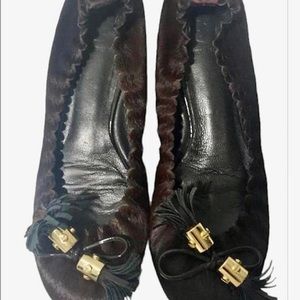 Gorgeous Tory Burch Reese Calf Hair Tassel Flats Size 9